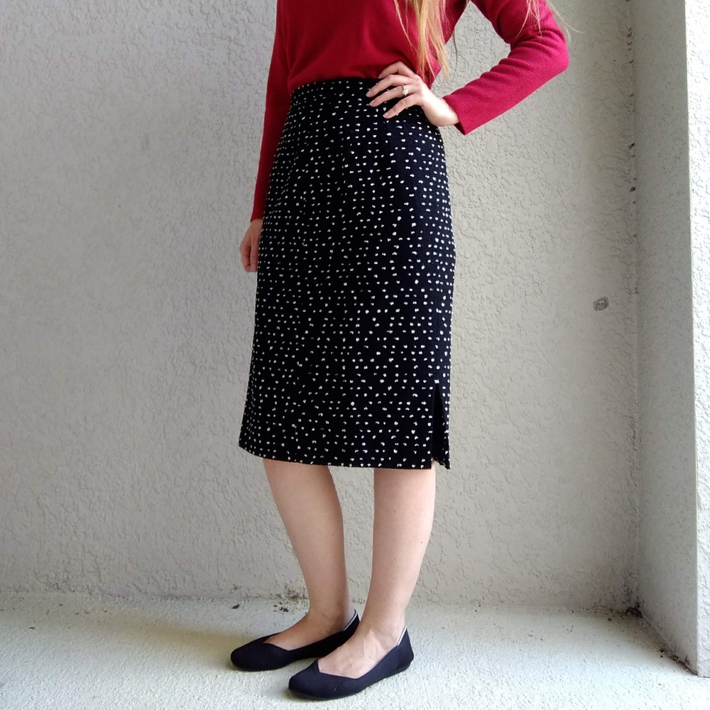 Vintage Laurèl Black & White Wool Polka Dot Skirt